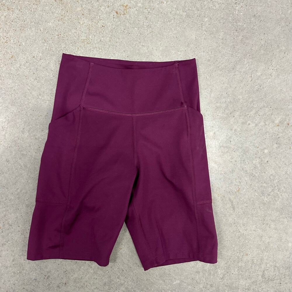 Girlfriend Collective High-Rise Pocket Bike Shorts Plum Purple Magenta Size S